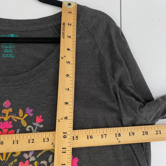 Natural Life Kindness Matters T Shirt Size XXXL Gray Floral Long Sleeve - Picture 7 of 9